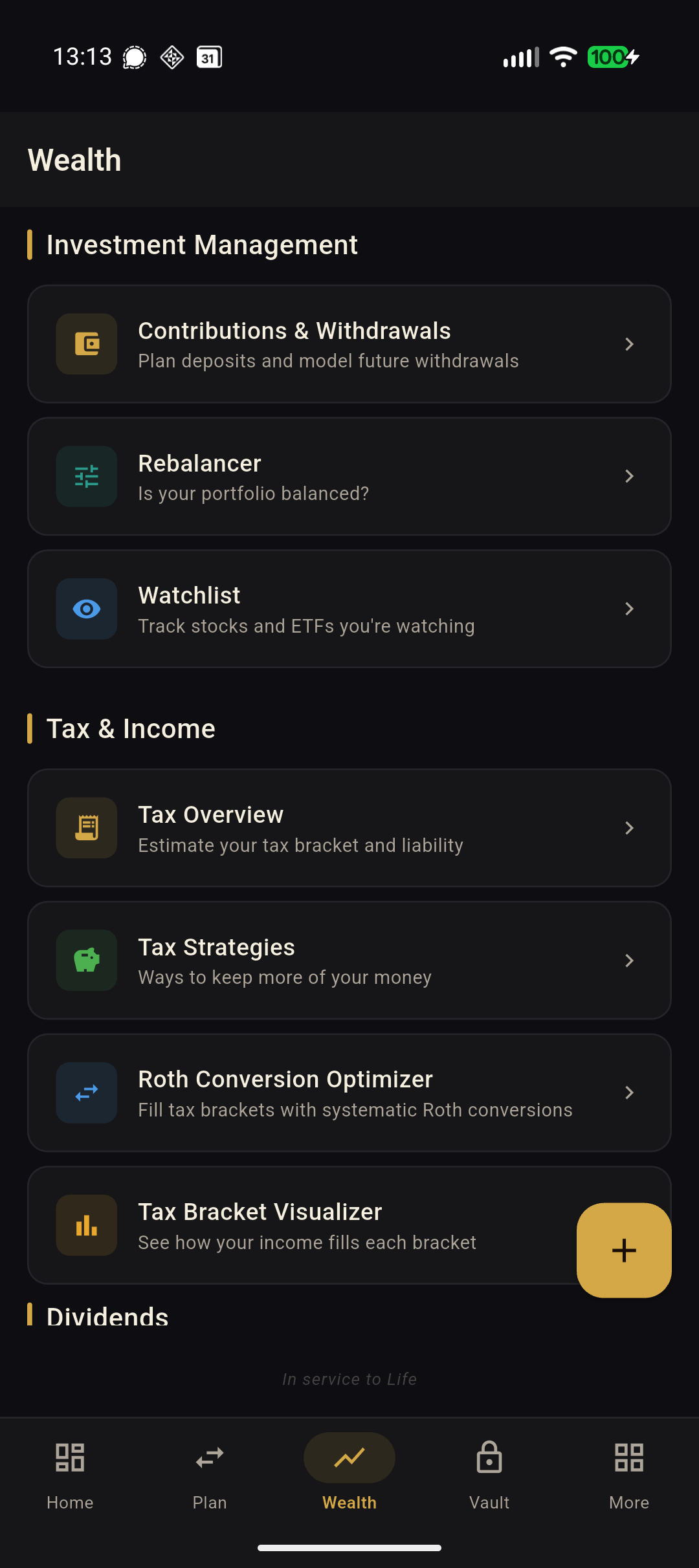 Wealth hub with investment management, tax strategies, and rebalancer